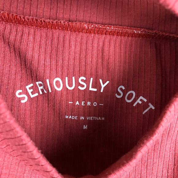 Aeropostale Womens Shirt Deep Coral Cold Shoulder Long Sleeve Soft Stretch M - Picture 5 of 12